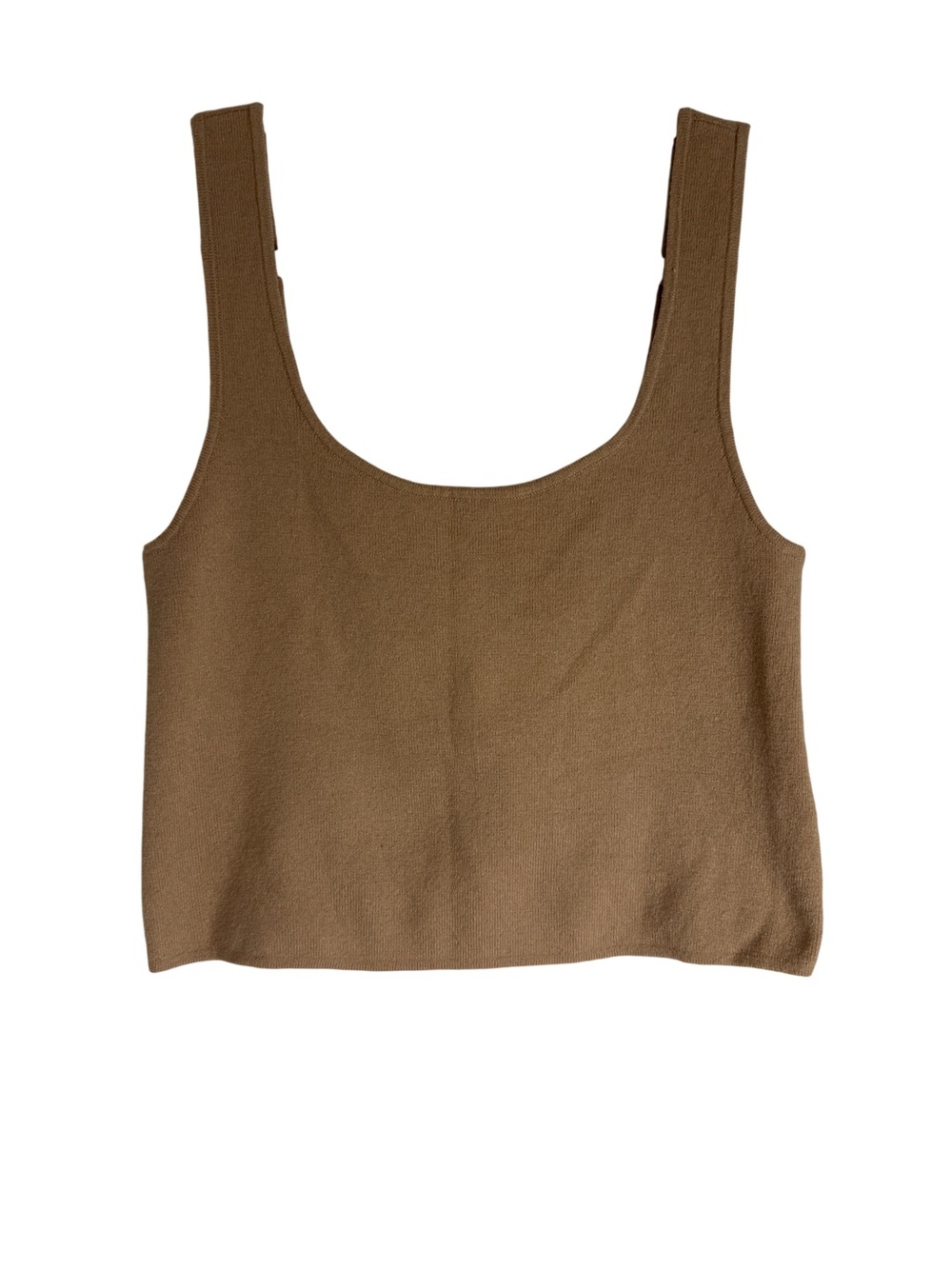 Scoop Neck Brown Cropped Tank Top by The Drop Sz M